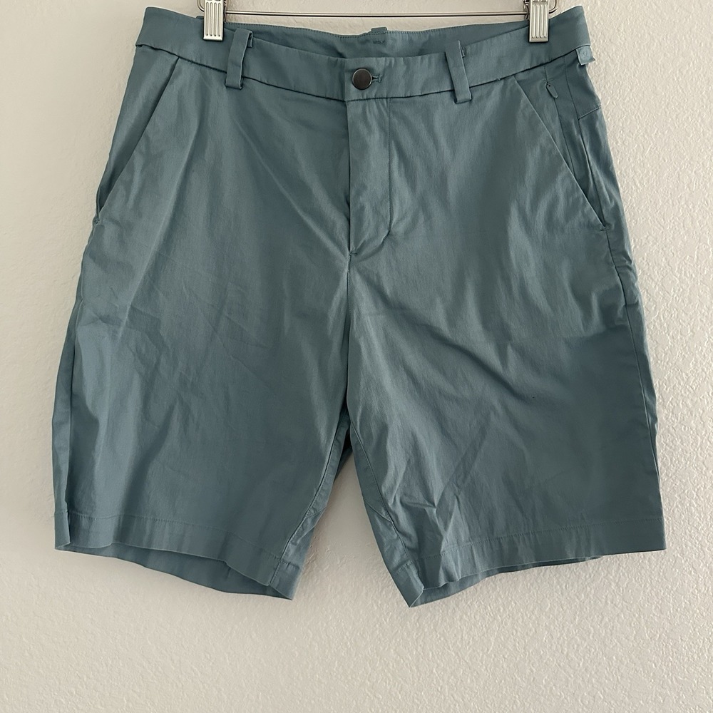 Lululemon Commission Shorts Mens 31 Blue Grey Classic Fit Warpstreme Golf Chino